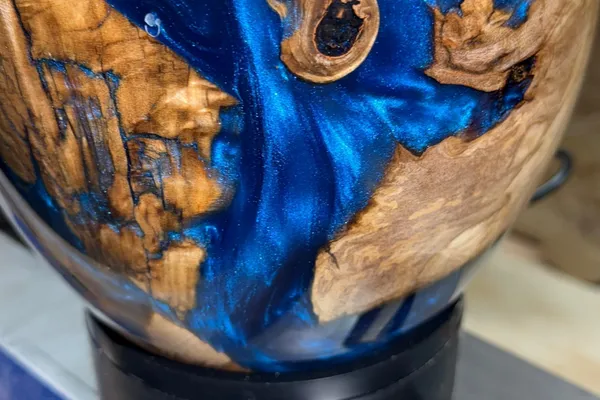 A Symphony of Wood and Sapphire: Spalted Maple Meets Electric Blue Resin