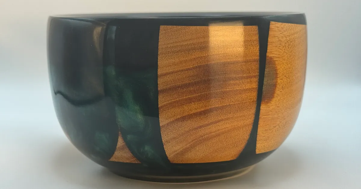 Cherry and Dark Green Resin Bowl — A Housewarming Gift