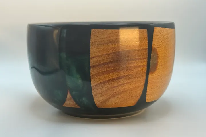 Cherry & Dark Green Resin Bowl — Housewarming Gift Form