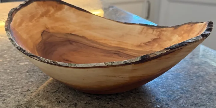 Apple Wood Live-Edge Bowl — Hand-Turned with Natural Rim