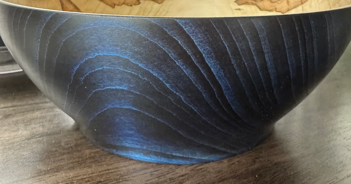 Ambrosia Maple Bowl — Color-Enhanced with Natural Beetle Figure