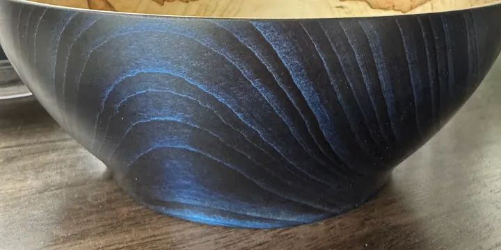 Ambrosia Maple Bowl — Color-Enhanced with Natural Beetle Figure