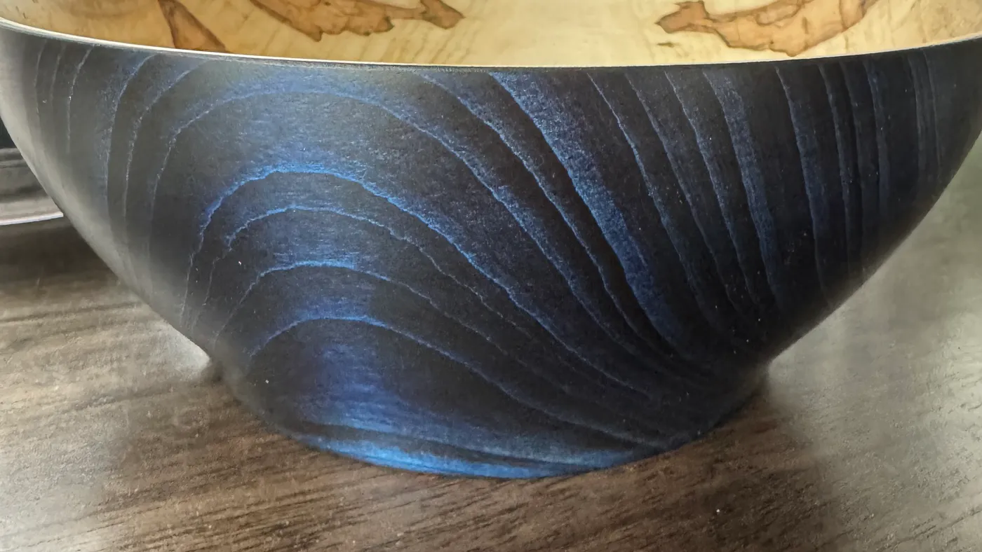 Ambrosia Maple Bowl — Color-Enhanced with Natural Beetle Figure