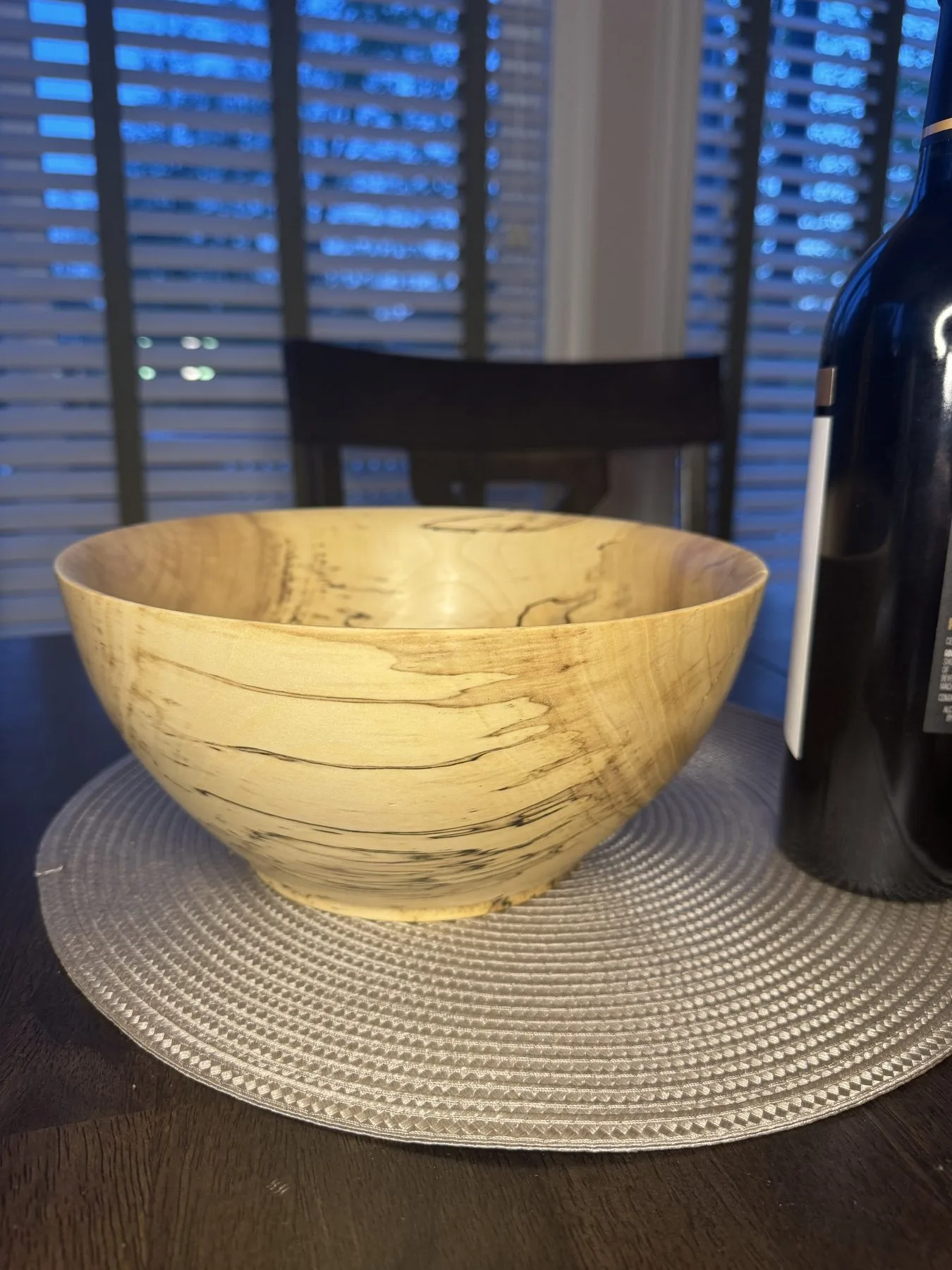 Spalted maple bowl — side profile showing zone line coverage