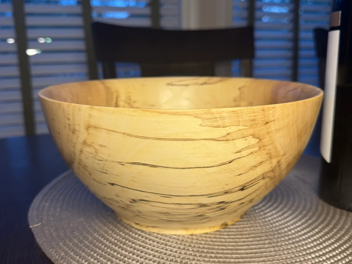 Spalted maple bowl — angled view