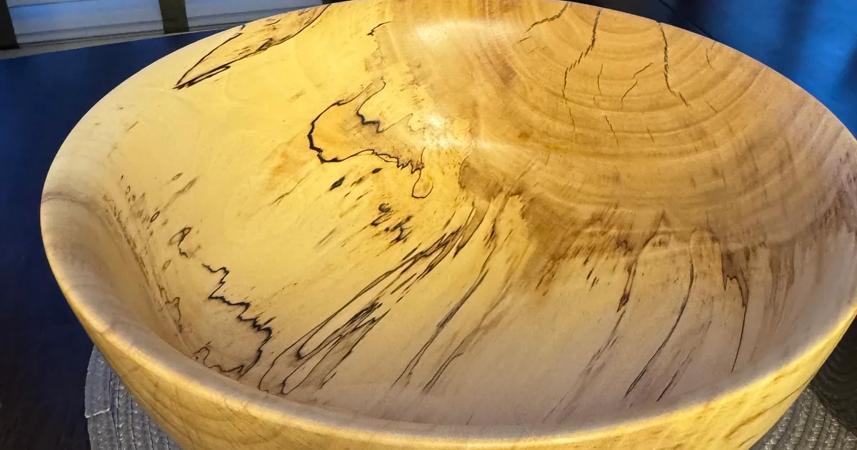 Spalted Maple Bowl — Dramatic Zone Lines, Natural Finish