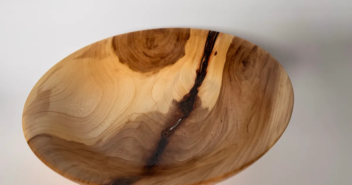 Apple Wood Bowl — Bark Inclusion, Stabilized Natural Character