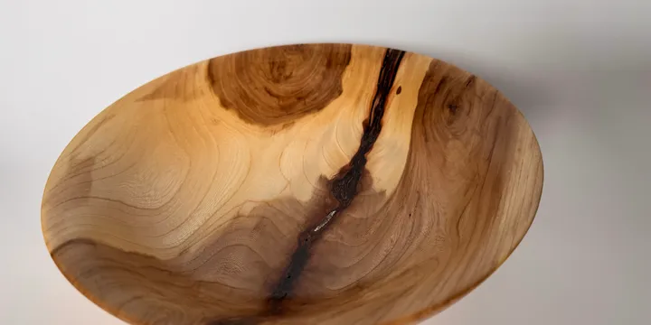 Apple Wood Bowl — Bark Inclusion, Stabilized Natural Character