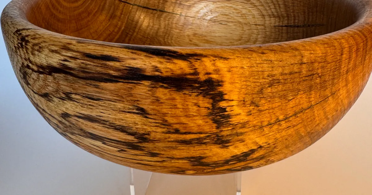 Spalted Oak Bowl — My First Oak Piece on the Lathe