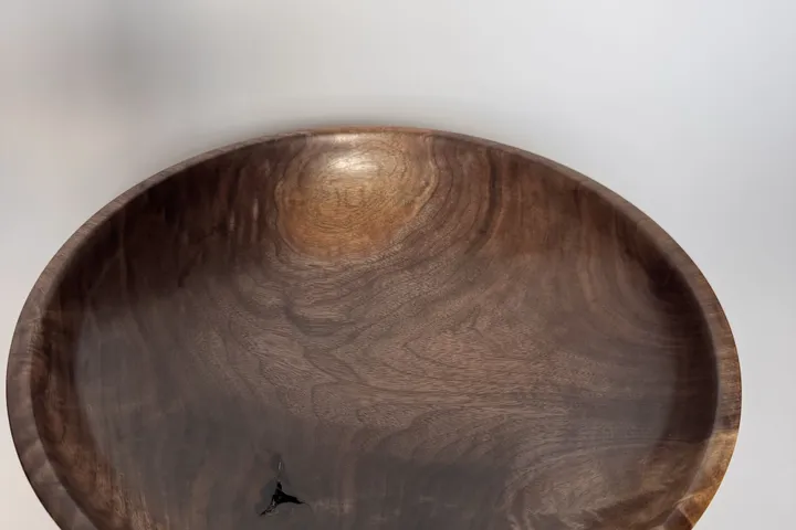Black Walnut Bowl — Low, Wide Table Form