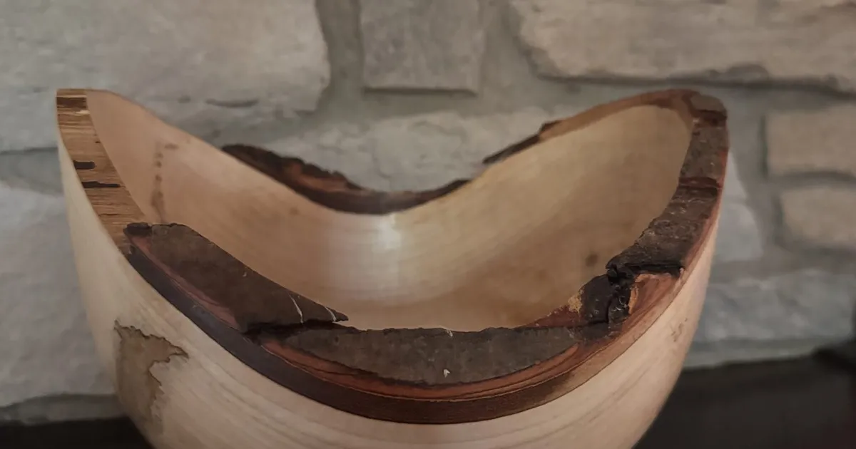 Natural Edge Maple Bowl — Smooth Winged Form