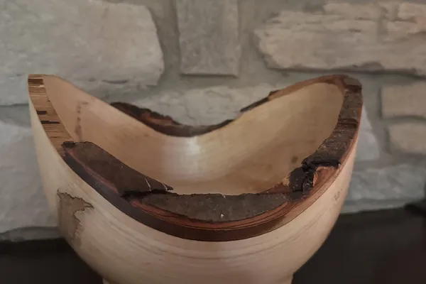 Natural Edge Maple Bowl — Smooth Winged Form